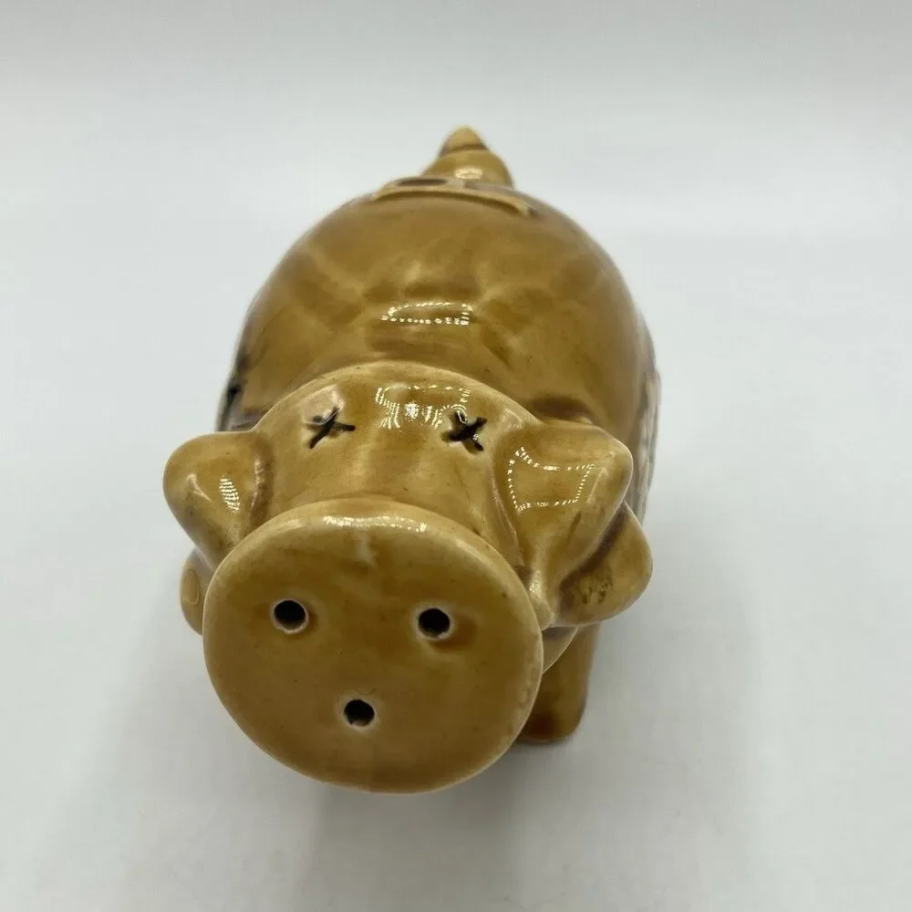 Vintage Enesco Japan Pig Salt & Pepper Shakers Harvest Gold Apple Grapes Ceramic